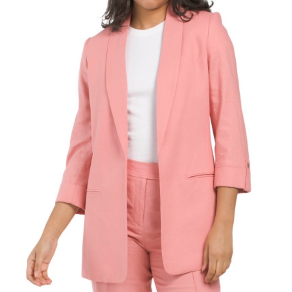 Anne Klein Linen Blend Pink Blazer and Crop Pants